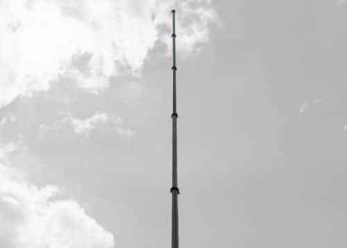 Silver RATT pneumatic telescoping antenna mast for P25 radios
