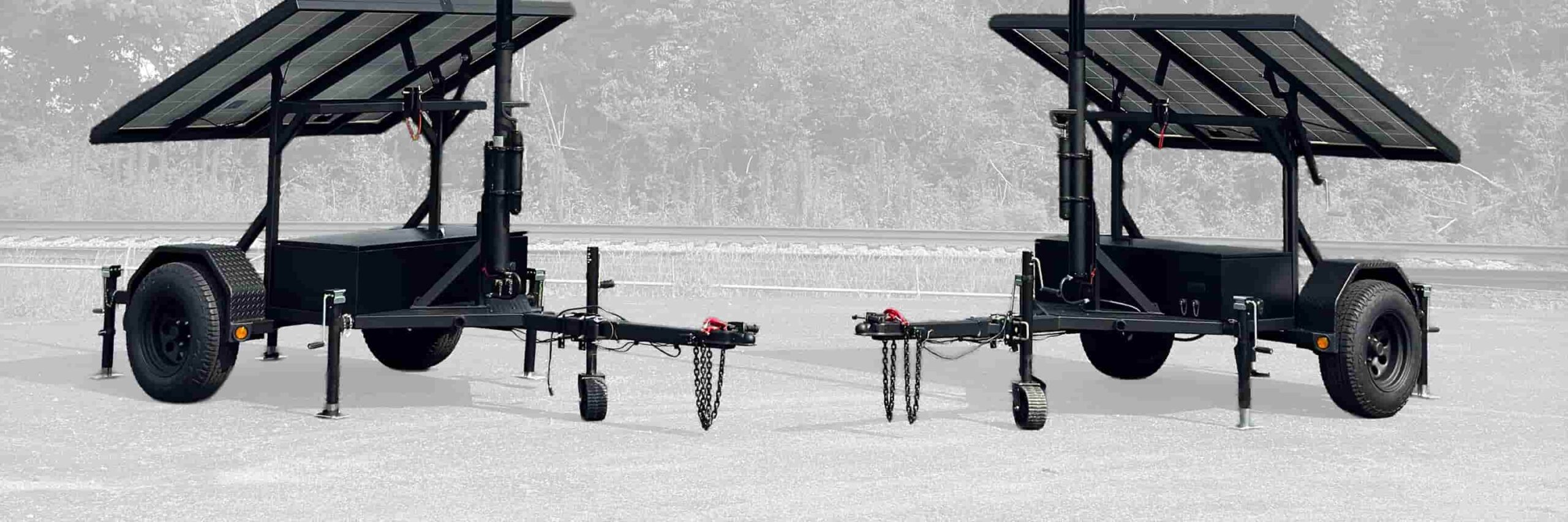 Mobile surveillance trailer mount with solar panels and stabilization jacks