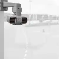 Close-up of Axis Q6225-LE IP surveillance camera, designed for precision PTZ monitoring.
