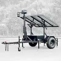 Mobile surveillance trailer with telescopic mast and solar panel system